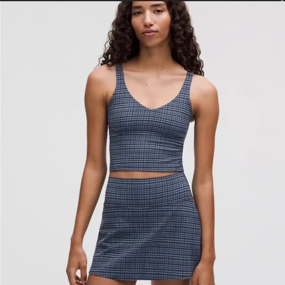 Lululemon Align Tank Top *Light Support Glow Grid Washed Denim Multi Size 12 - Picture 6 of 6